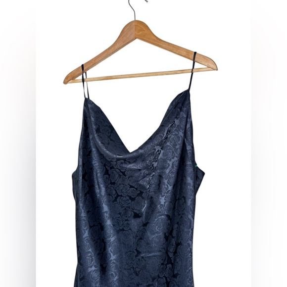 Lulus You're My Type Midnight Blue Satin Jacquard Midi Slip Dress XL - Picture 8 of 15